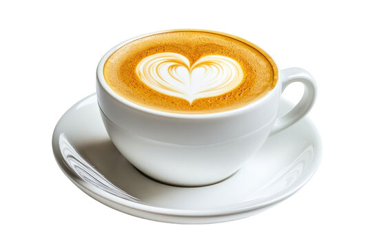 Creamy latte art in white cup