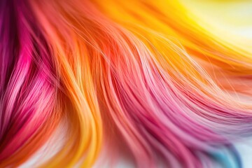 Vibrant, multicolored hair strands in a gradient of hues