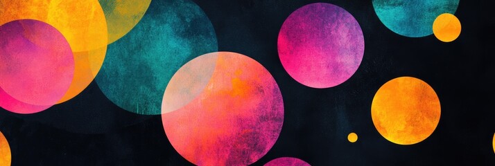Colorful, abstract circles on a dark background