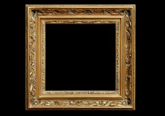 Ornate golden picture frame, an empty square aperture for artwork or decorative elements