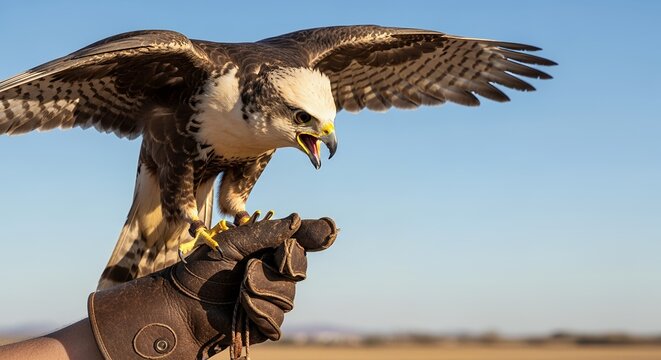 Majestic Gyrfalcon Perched on a Falconer's Glove