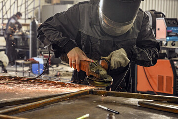 Manufacturing industry plant factory welding turner milling machine operator welder girl woman...