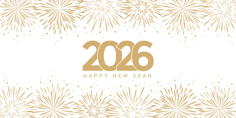 2026 happy new year fireworks celebration background isolated vector illustration