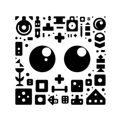 Obraz premium simple silhouette of Big button eyes and blocky shapes