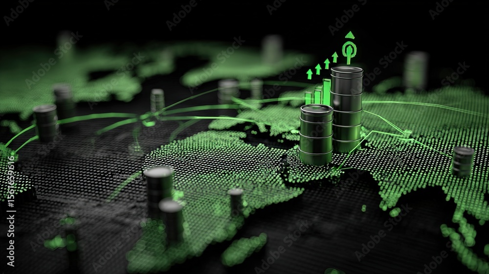 Aufkleber digital financial growth and investment analytics concept with futuristic green digital globe.