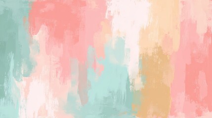 Abstract pastel color background with soft textured brushstrokes in pink green and beige tones.