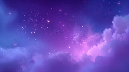 Fototapeta premium vast starry night sky with swirling purple clouds and twinkling celestial stars.