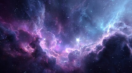 Fototapeta premium Vast colorful galaxy nebula with bright stars and cosmic clouds in deep space view.