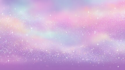 Ethereal pastel galaxy sky with sparkling stars and soft cosmic cloud background.
