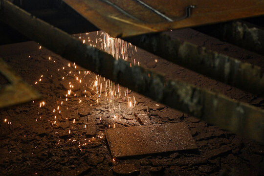 Manufacturing industry plant factory welding turner milling machine operator welder girl woman sparks grinder