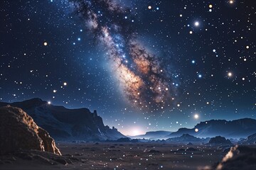 Fototapeta premium Explore the Universe with Stunning Night Sky Wallpaper Featuring Glittering Stars and Cosmic Haze