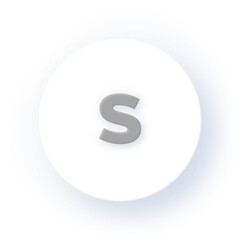 Neumorphism Soft Shadow Alphabet s Letter s Character Typography Capital Text Symbol UI UX School ABC Font Learning Design Drop Shadow on Dark Background Neumorphic