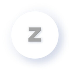 Neumorphism Soft Shadow Alphabet z Letter z Character Typography Capital Text Symbol UI UX School ABC Font Learning Design Drop Shadow on Dark Background Neumorphic