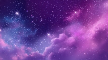 Obraz premium Vibrant Night Sky with Twinkling Stars and Colorful Nebulae in Space Scene.