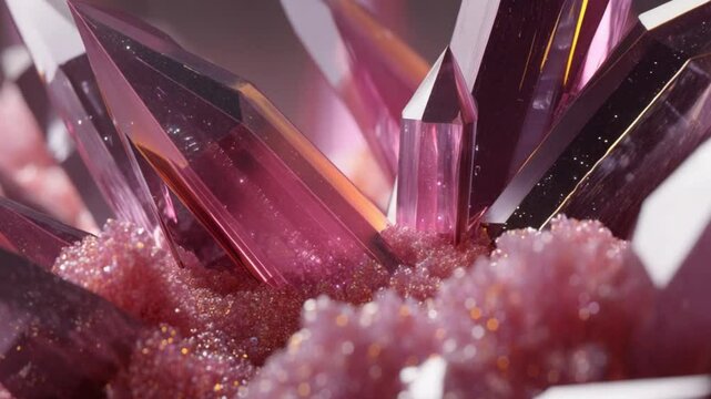 3d Crystal Pink Planet sharp geometric  4K Videos