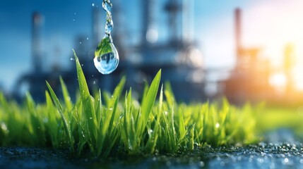 Clean Energy Concept - Renewable Hydrogen Production from Water Electrolysis Process with Sustainable Green Energy, Copy Space Available