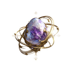 Mystical Orb Enchanting Purple Gemstone in Ornate Golden Frame