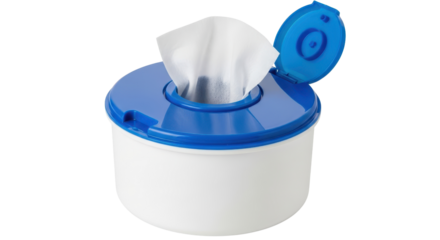 Container of disinfecting wipes isolated PNG with Transparent Background