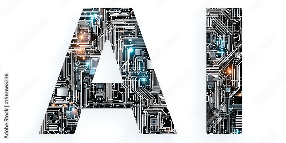 Poster high tech circuit board pattern covering large capital letter a for technology concept.