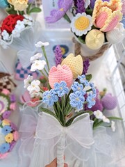 flower bouquet in a crochet shop