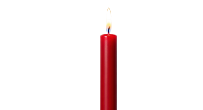 Burning red candle isolated PNG with Transparent Background