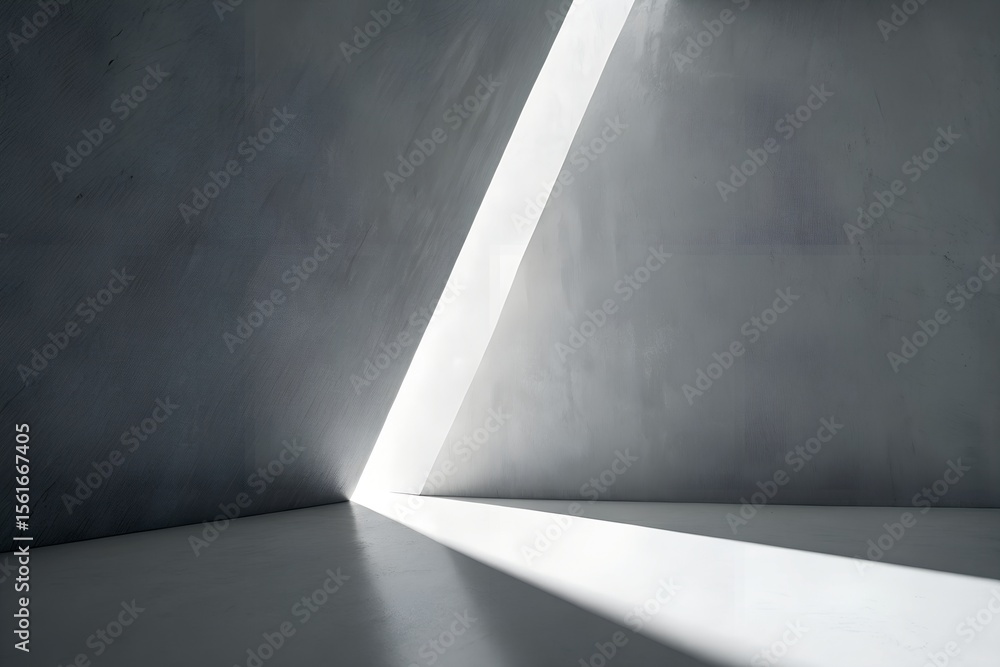 Aufkleber triangular light through concrete wall – minimal architecture and conceptual contrast