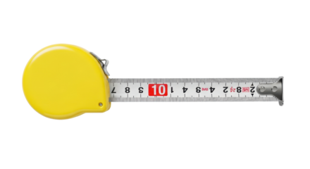 Yellow measuring tape displaying 10 cm isolated PNG with Transparent Background