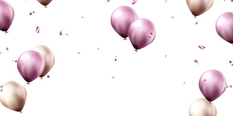 Beautiful purple 3D balloons illustration background vector banner template