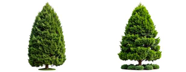  Tall Green Cypress Tree with Dense Foliage, isolated on transparent background PNG