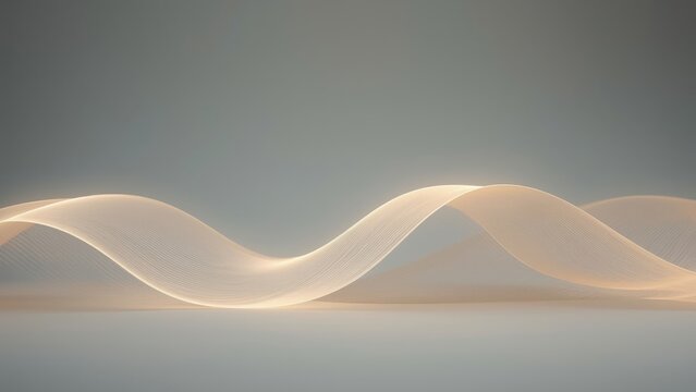 Surface of elegant abstract flowing light waves glowing softly on gradient background for futuristic design, technology theme, presentation, or wallpaper with calm neutral tones and smooth curves