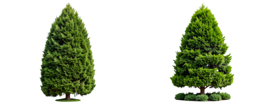  Tall Green Cypress Tree with Dense Foliage, isolated on transparent background PNG