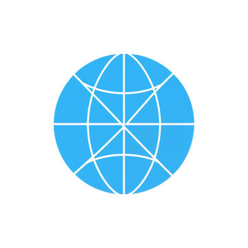 A simple blue globe icon with longitude and latitude lines, representing the Earth, global networks, and international connections.