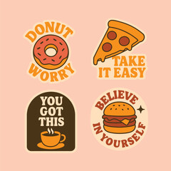 Retro Food and Encouragement Quote Stickers