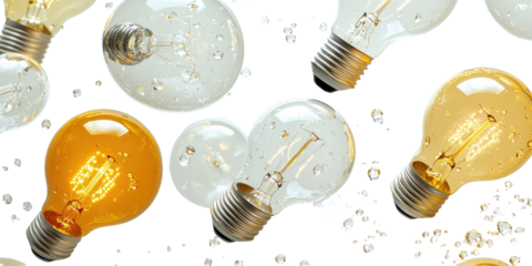 Assorted light bulbs, various colors and shades, against a black background
