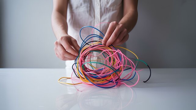Neurodiversity Representation A colorful tangle of wires symbolizing the complexity of neurodiversity