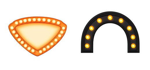 Fototapeta premium Retro light signs, orange triangle and black arch