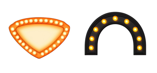Retro light signs, orange triangle and black arch