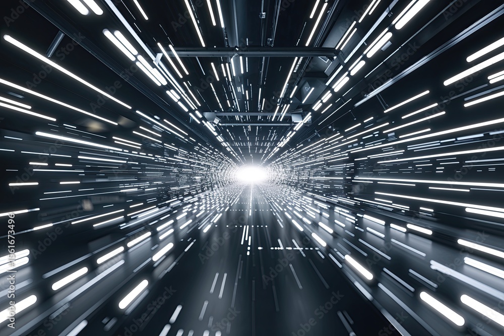 Poster silver pulsating signals in dark void innovative technology concept dynamic motion exploration