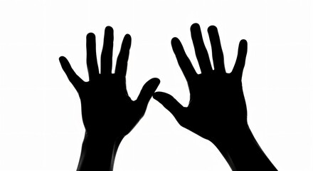 Obraz premium Striking black hand silhouette against white. Ideal for social justice, accessibility, or anti-racism campaigns. Perfect for health, hope, support, and protection concepts.