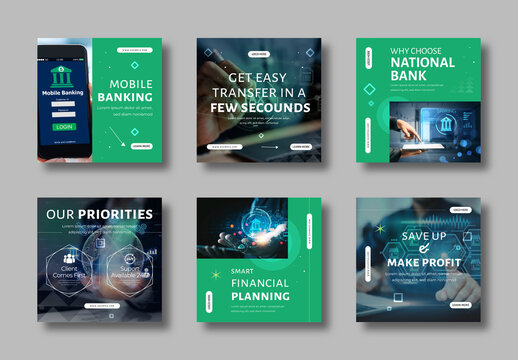 Modern Mobile Banking and Finance Social Media Post Design Template