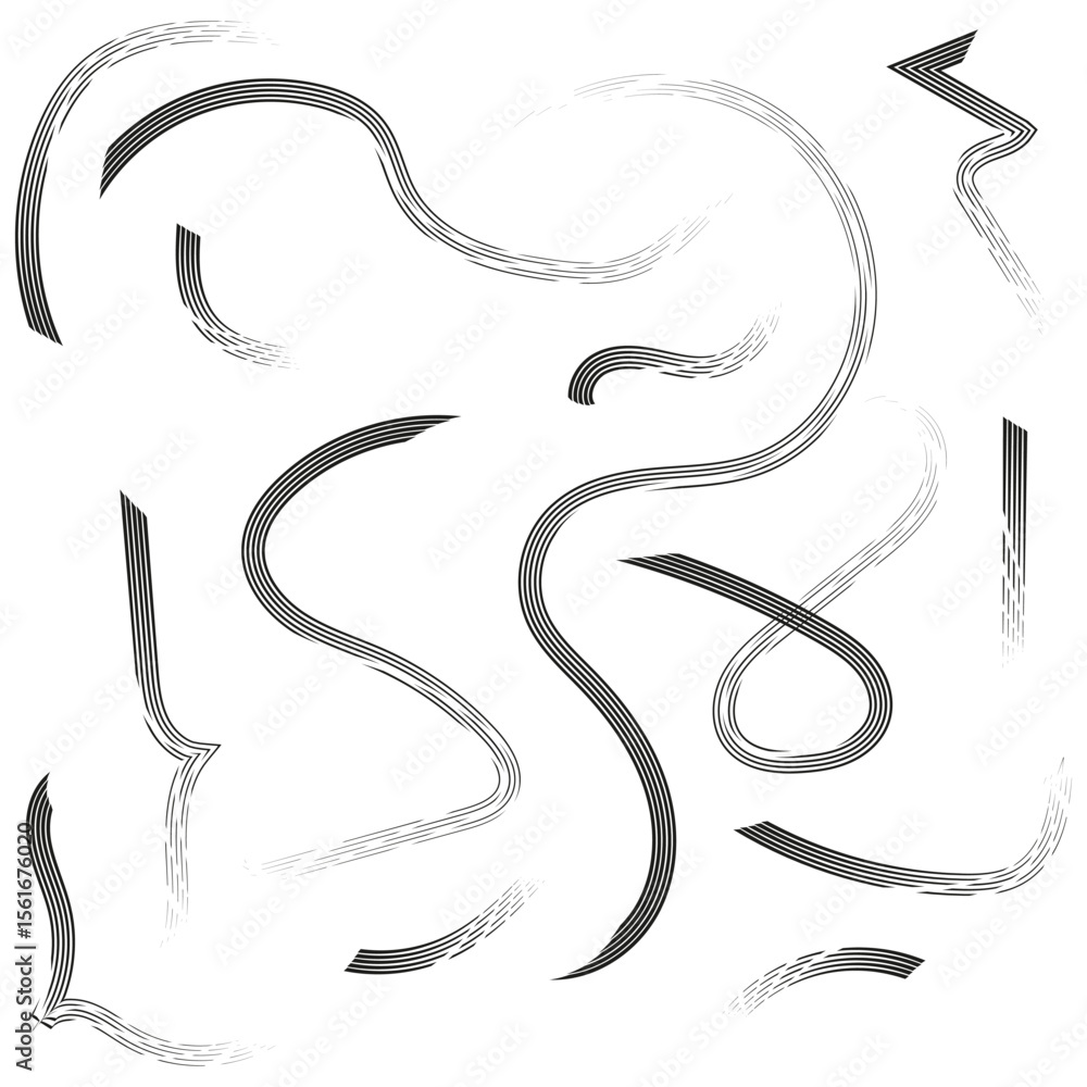 Poster smoke wave pattern. flowing vapor lines. vector steam shapes. abstract wind curves.
