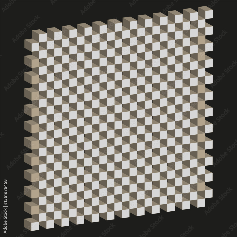 Poster isometric grid icon. beige square board. perspective vector slab. shadow depth pattern.