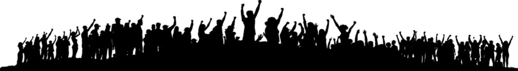Vektor Silhouetten Panorama - Menschen Menschenmenge jubelt - Design Element Körper - Gesellschaft