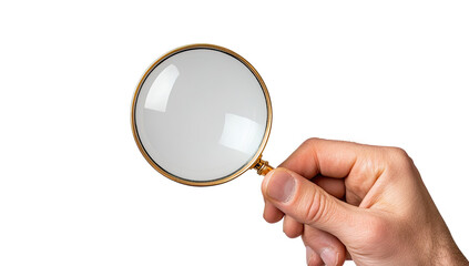 Hand holding a vintage-style magnifying glass