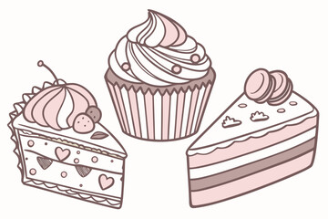 Vibrant cupcake and dessert illustrations with a modern hdr style