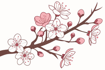 Naklejka premium Elegant japanese cherry blossom branch with hdr glow effect