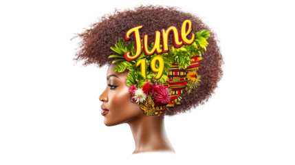 African American Woman Profile with Juneteenth Symbolism, cut out transparent