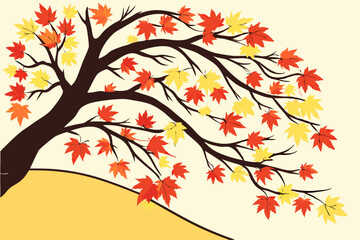 Obraz premium Vibrant detailed maple tree illustration with autumn colors