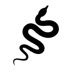 Isolated black silhouette of snake on white background