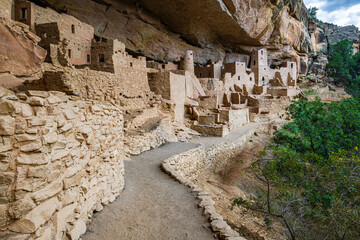 The UNESCO world heritage site The Cliff Palace cliff dwelling in the National Park Mesa Verde in Colorado state of United States.